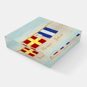 Choose Your Watercolor Couples Monogram Flags Paperweight