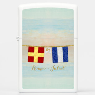 Choose Your Watercolor Couples Monogram Flags Zippo Lighter