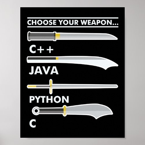 Choose Your Weapon C Java Python Programmer Coding Poster