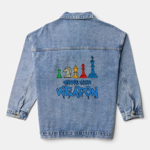 Choose Your Weapon Cool Chess Illustration Graphic Denim Jacket