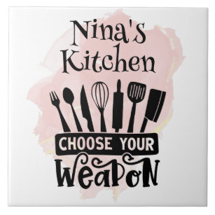 Choose Your Weapon Kitchen Tools Pink Splash Ceramic Tile