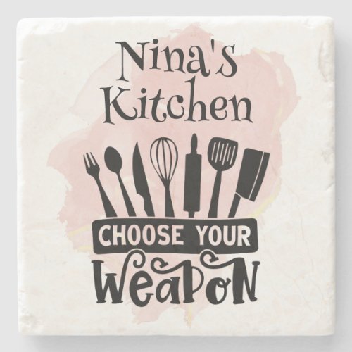 Choose Your Weapon Kitchen Tools Pink Splash Stone Coaster