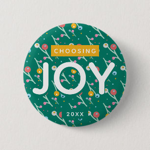 Choosing Joy Modern Berries in Yellow Green Custom Button