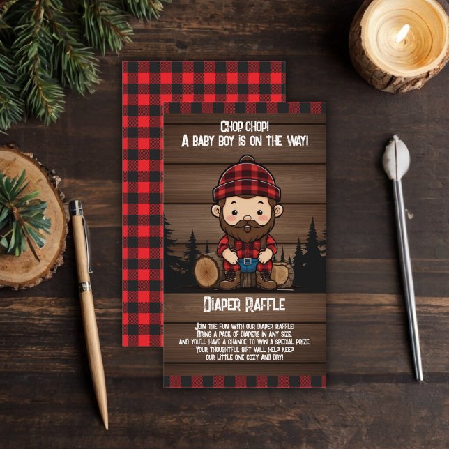 Chop Chop! Rustic Lumberjack Flannel Baby Shower Enclosure Card (Creator Uploaded)
