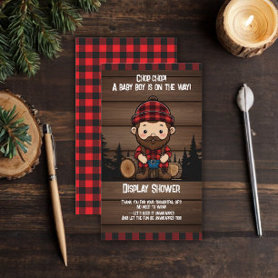 Chop Chop! Rustic Lumberjack Flannel Baby Shower Enclosure Card