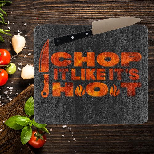 Chop it like its hot cool bright design black cutting board