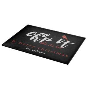 Chop it Like it's Hot Merry Christmas Black Cutting Board
