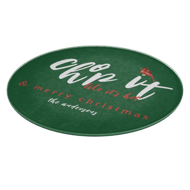 Chop it Like it's Hot Merry Christmas Green Cutting Board (Corner)