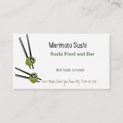 Chop Sticks N Sushi  Chinese Food Restaurant Business Card