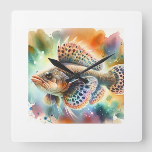 Chopa Kyphosidae AREF1116 _ Watercolor Square Wall Clock