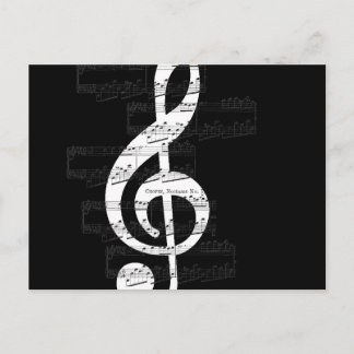 Chopin Nocturne Treble Clef Music Black White Postcard