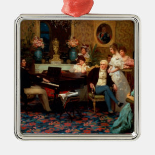 Chopin Playing the Piano Metal Ornament