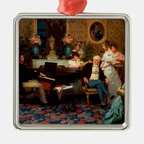 Chopin Playing the Piano Metal Ornament