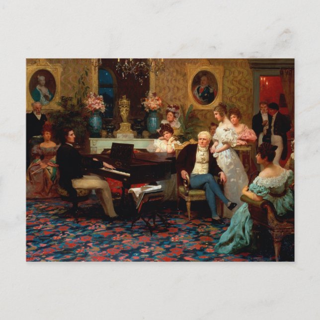 Chopin Playing the Piano Postcard (Front)