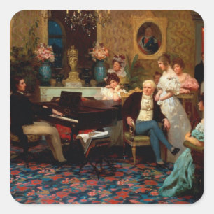 Chopin Playing the Piano Square Sticker
