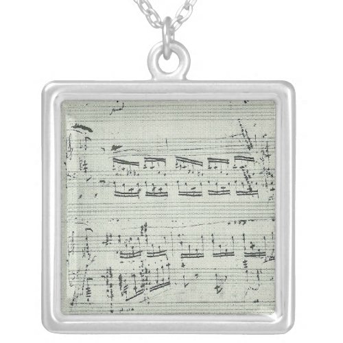 Chopin Polonaise Music Manuscript for Piano Silver Plated Necklace