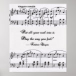 Chopin Quote With Musical Notation Poster at Zazzle