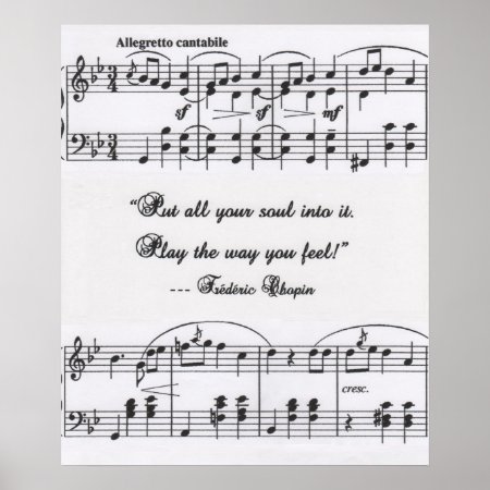 Chopin Quote With Musical Notation Poster