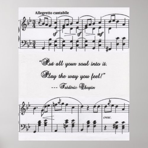 Chopin quote with musical notation poster