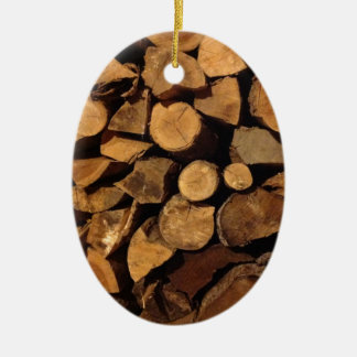 Chopped Fire Wood Ceramic Ornament