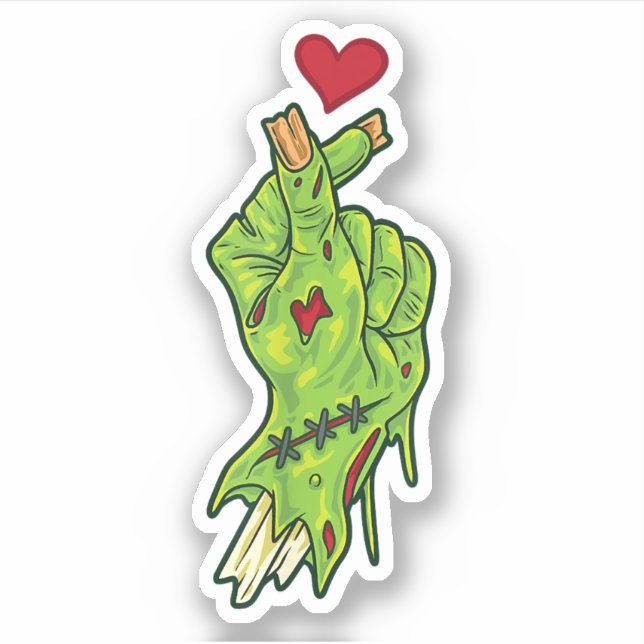 Chopped Off Zombie Hand Heart - KPop Lover's Hallo Sticker (Front)