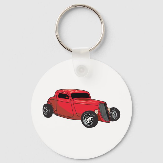 Chopped Red Street Rod Keychain (Front)