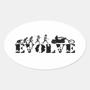 Chopper Biker Motorcycle Rider Evolution Art Oval Sticker