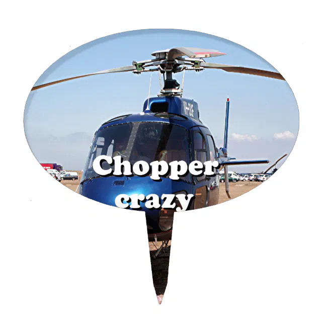 Chopper crazy: blue helicopter cake topper Zazzle