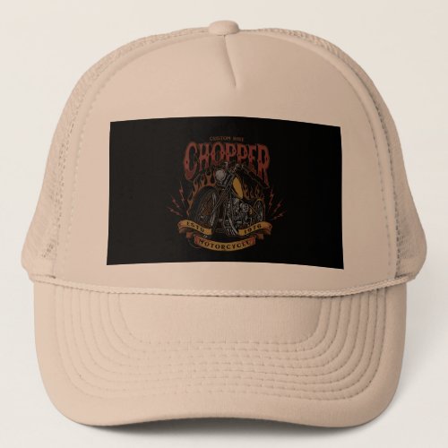 chopper custom bike style vintage illustration trucker hat