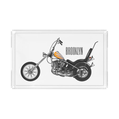 Chopper Motorcycle 1950 cartoon illustration Acrylic Tray