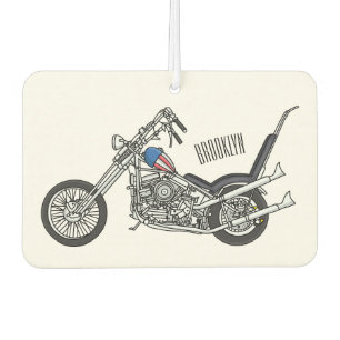 Chopper Motorcycle 1950 cartoon illustration Air Freshener