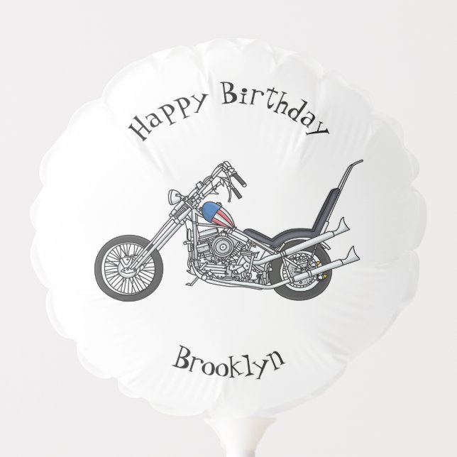 Chopper Motorcycle 1950 cartoon illustration Balloon (Front)