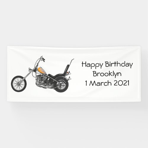 Chopper Motorcycle 1950 cartoon illustration Banner