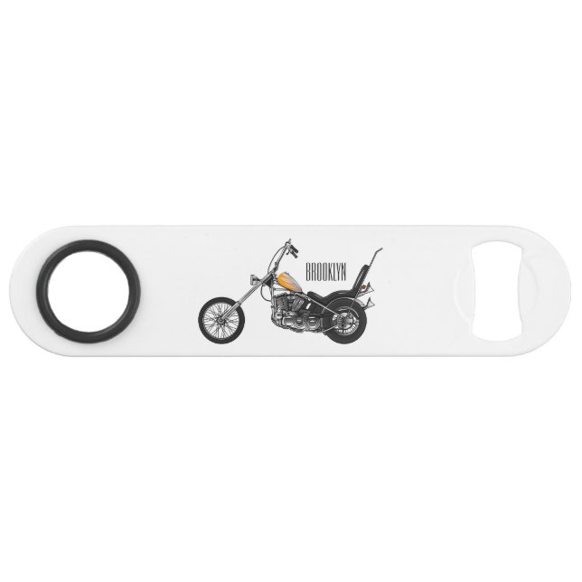Chopper Motorcycle 1950 cartoon illustration Bar Key (Front (Horizontal))