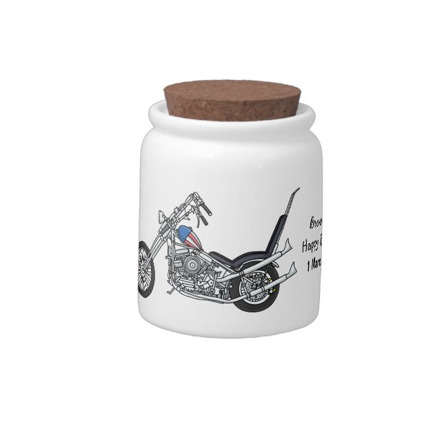 Chopper Motorcycle 1950 cartoon illustration Candy Jar (Left)