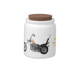Chopper Motorcycle 1950 cartoon illustration Candy Jar