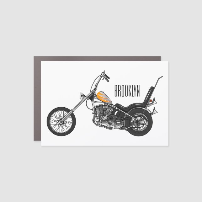 Chopper Motorcycle 1950 cartoon illustration Car Magnet (Front)