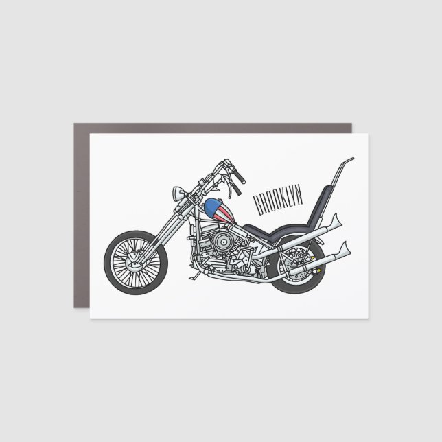 Chopper Motorcycle 1950 cartoon illustration Car Magnet (Front)