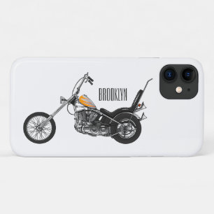 Chopper Motorcycle 1950 cartoon illustration iPhone 11 Case