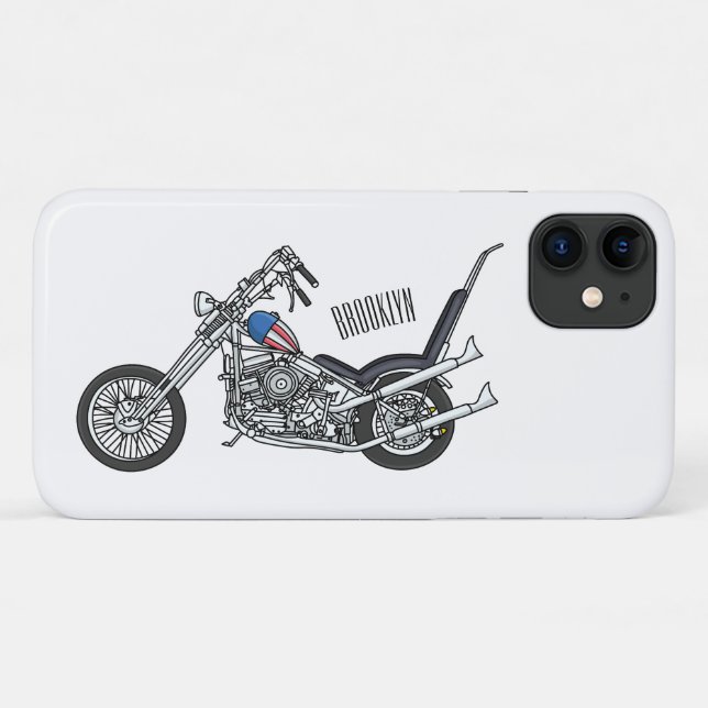 Chopper Motorcycle 1950 cartoon illustration Case-Mate iPhone Case (Back (Horizontal))