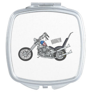 Chopper Motorcycle 1950 cartoon illustration Compact Mirror