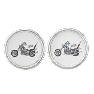 Chopper Motorcycle 1950 cartoon illustration Cufflinks