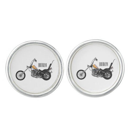 Chopper Motorcycle 1950 cartoon illustration Cufflinks