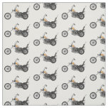 Chopper Motorcycle 1950 cartoon illustration Fabric
