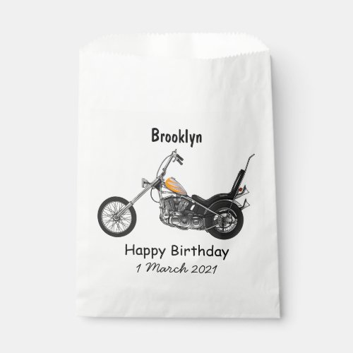 Chopper Motorcycle 1950 cartoon illustration Favor Bag