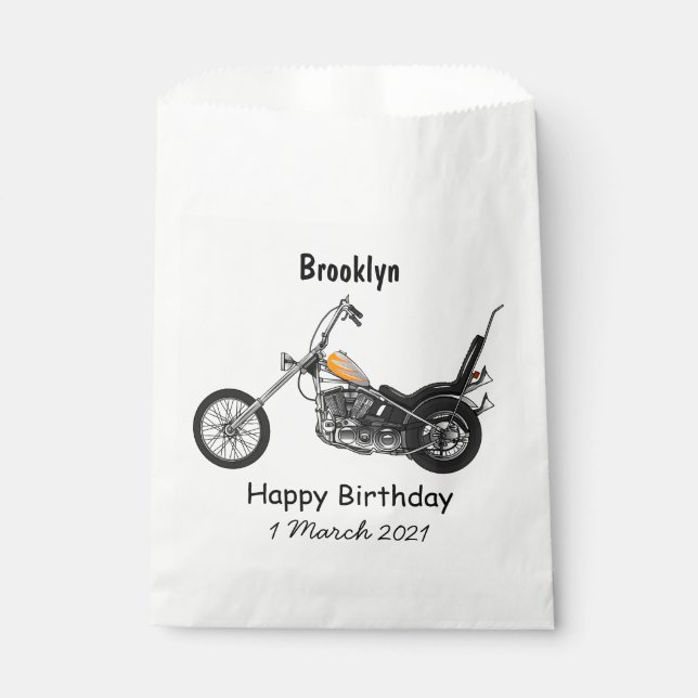 Chopper Motorcycle 1950 cartoon illustration Favor Bag (Front)