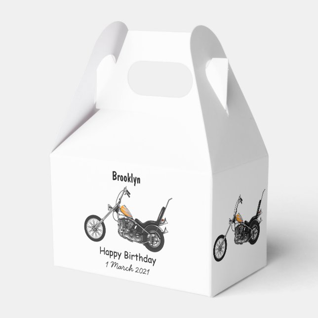 Chopper Motorcycle 1950 cartoon illustration Favor Boxes (Front Side)