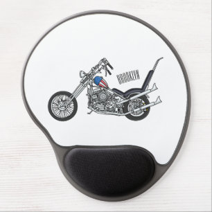 Chopper Motorcycle 1950 cartoon illustration Gel Mouse Pad