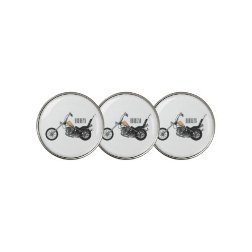 Chopper Motorcycle 1950 cartoon illustration Golf Ball Marker