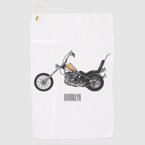 Chopper Motorcycle 1950 cartoon illustration Golf Towel